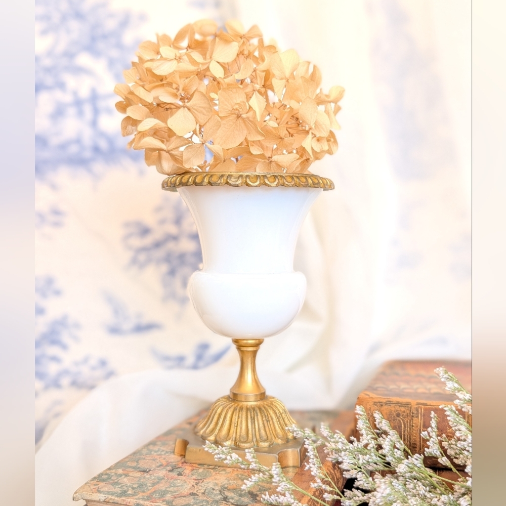 Antique Bronze Mounted French Bulle de Savon Opaline Urn Vase Matchstick Holder